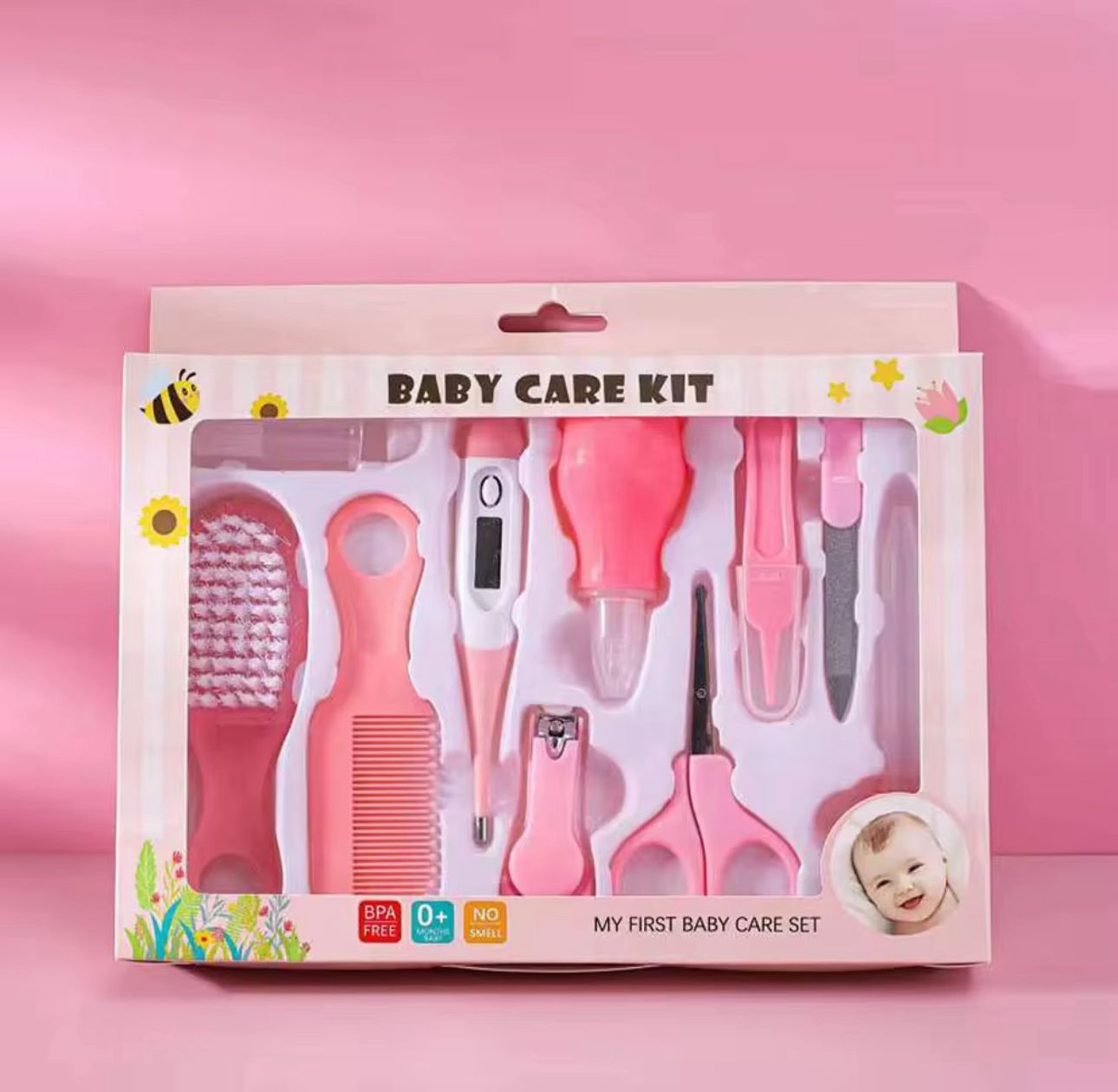 Kit de soins pour bébé rose