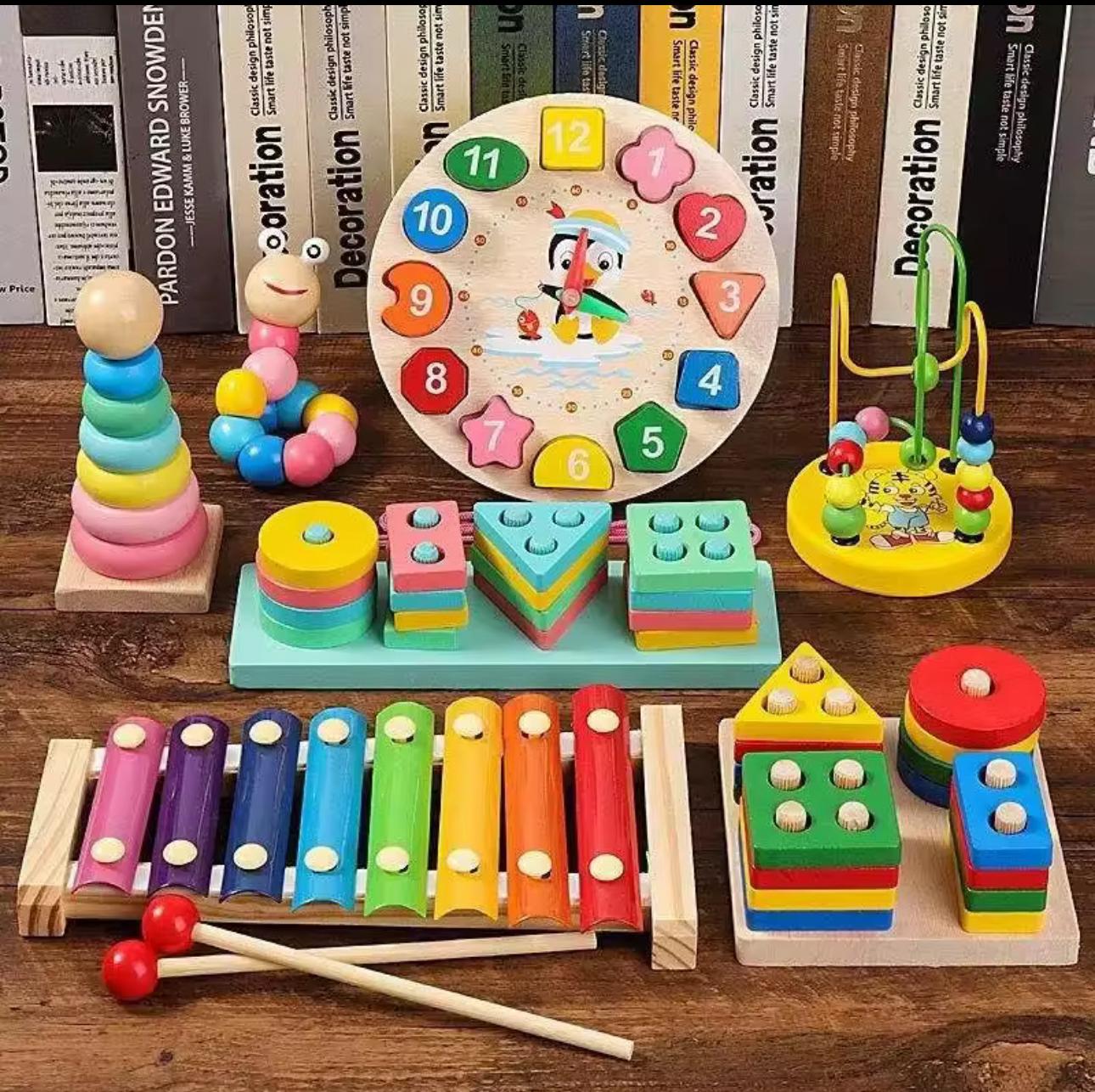 Kit de Jeux Éducatifs en Bois